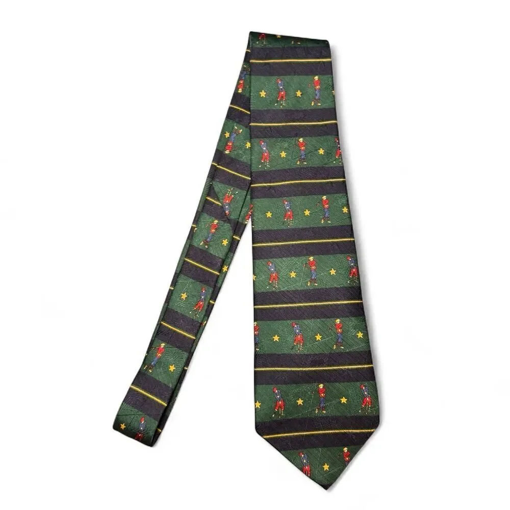 VTG Tommy Hilfiger Men's Green Vintage Golf Italian Silk Necktie Made in USA
